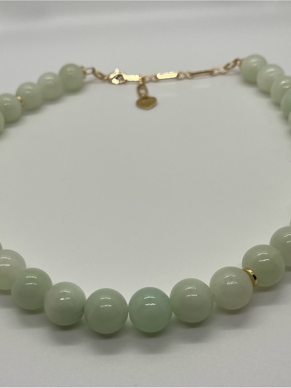 Nakamol Pale Green Jade Aquamarine Bead Necklace with Gold Accents